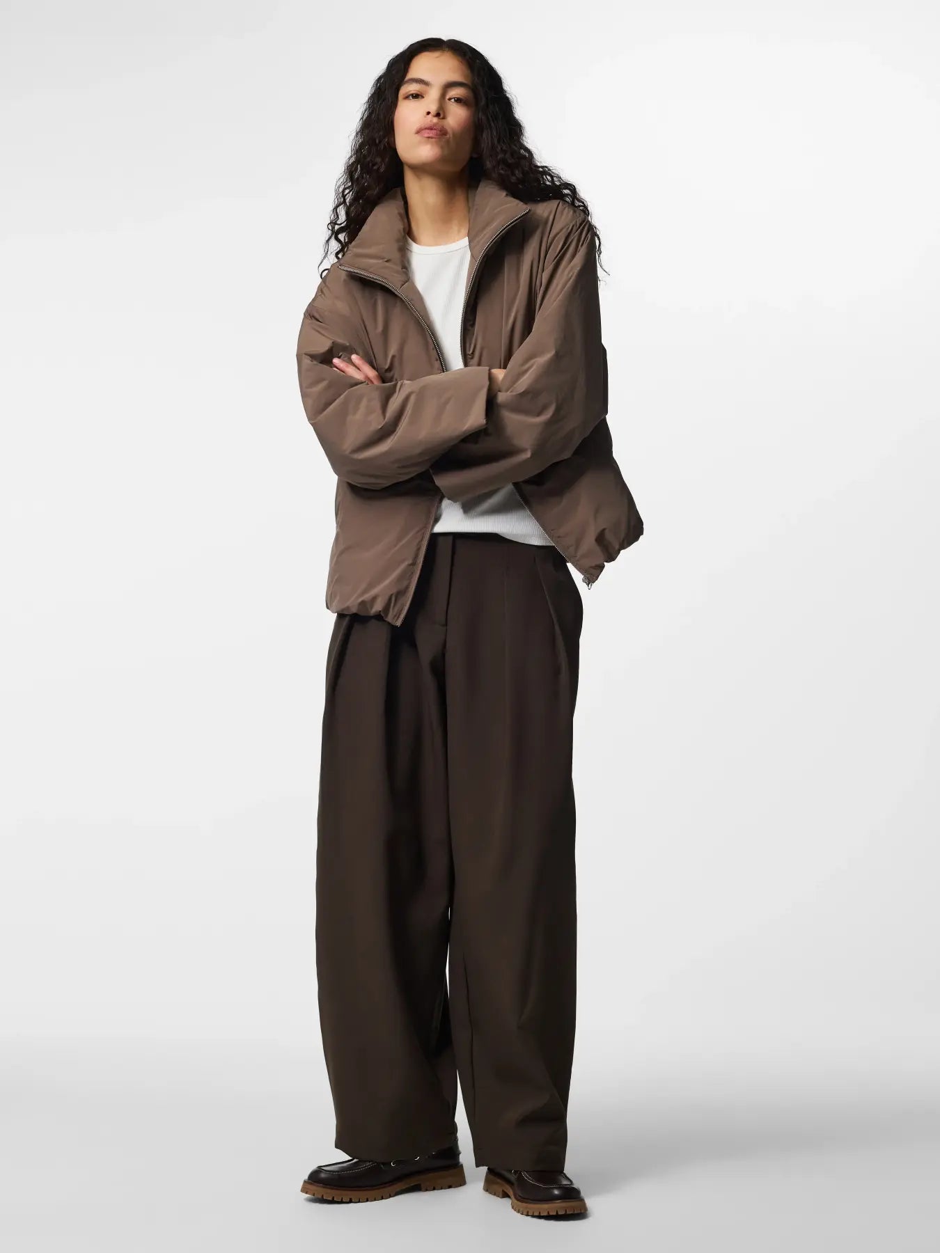 Sif Funnel Neck Bomber Jacket Taupe