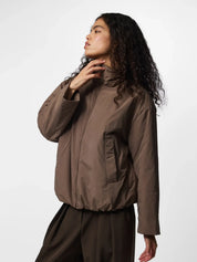 Sif Funnel Neck Bomber Jacket Taupe