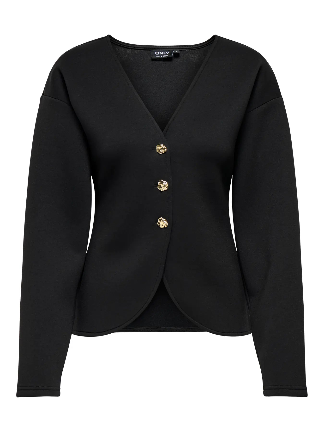 Naomi Black Knit Blazer with Gold Buttons