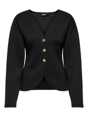 Naomi Black Knit Blazer with Gold Buttons