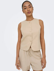 Goa Linen Waistcoat Beige