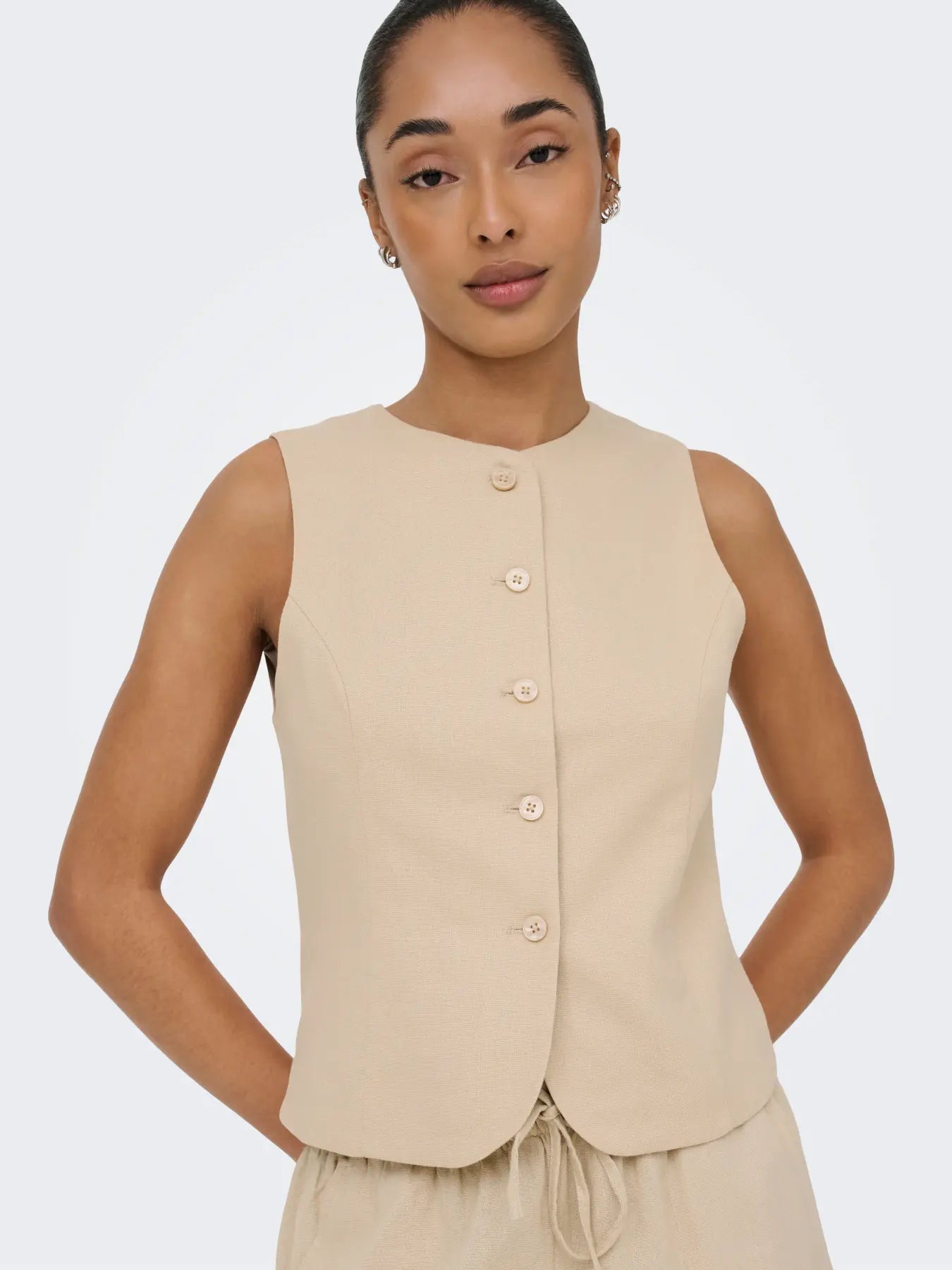 Goa Linen Waistcoat Beige