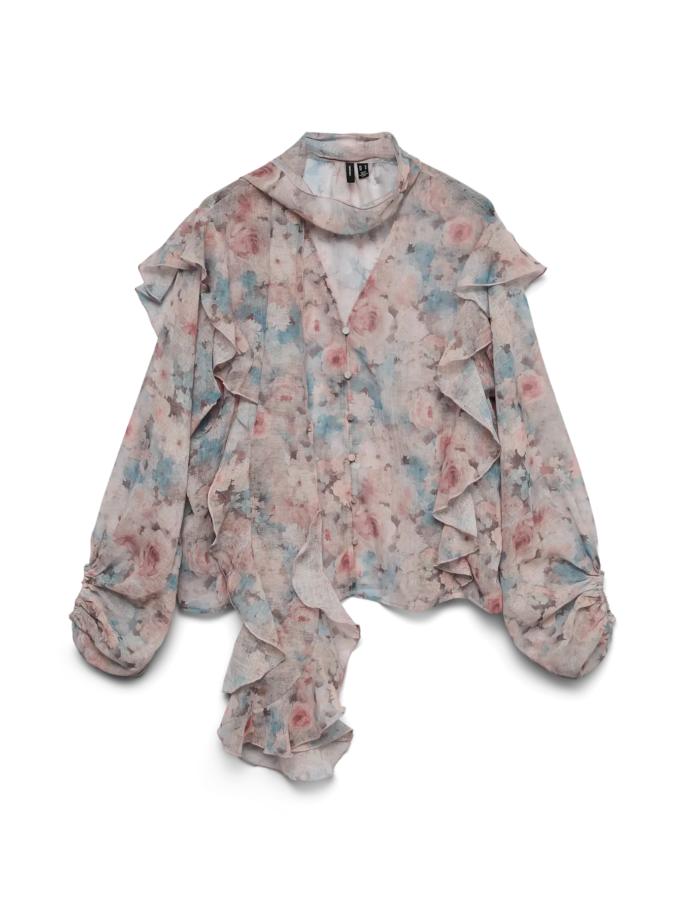 Sabrina Floral Flounce Scarf Detail Shirt