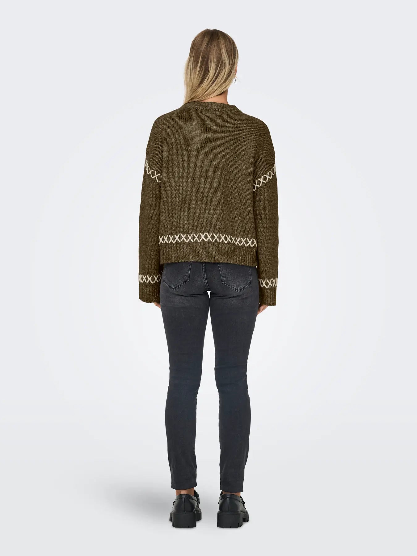Amanda Brown Contrast Stitch Knit Pullover