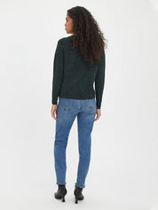 Doffy Dark Green Long Sleeve Knit Pullover