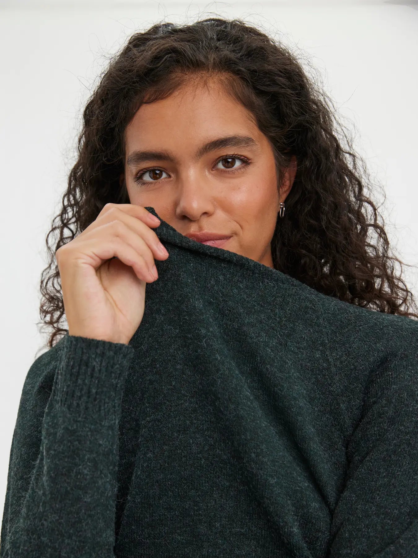 Doffy Dark Green Long Sleeve Knit Pullover