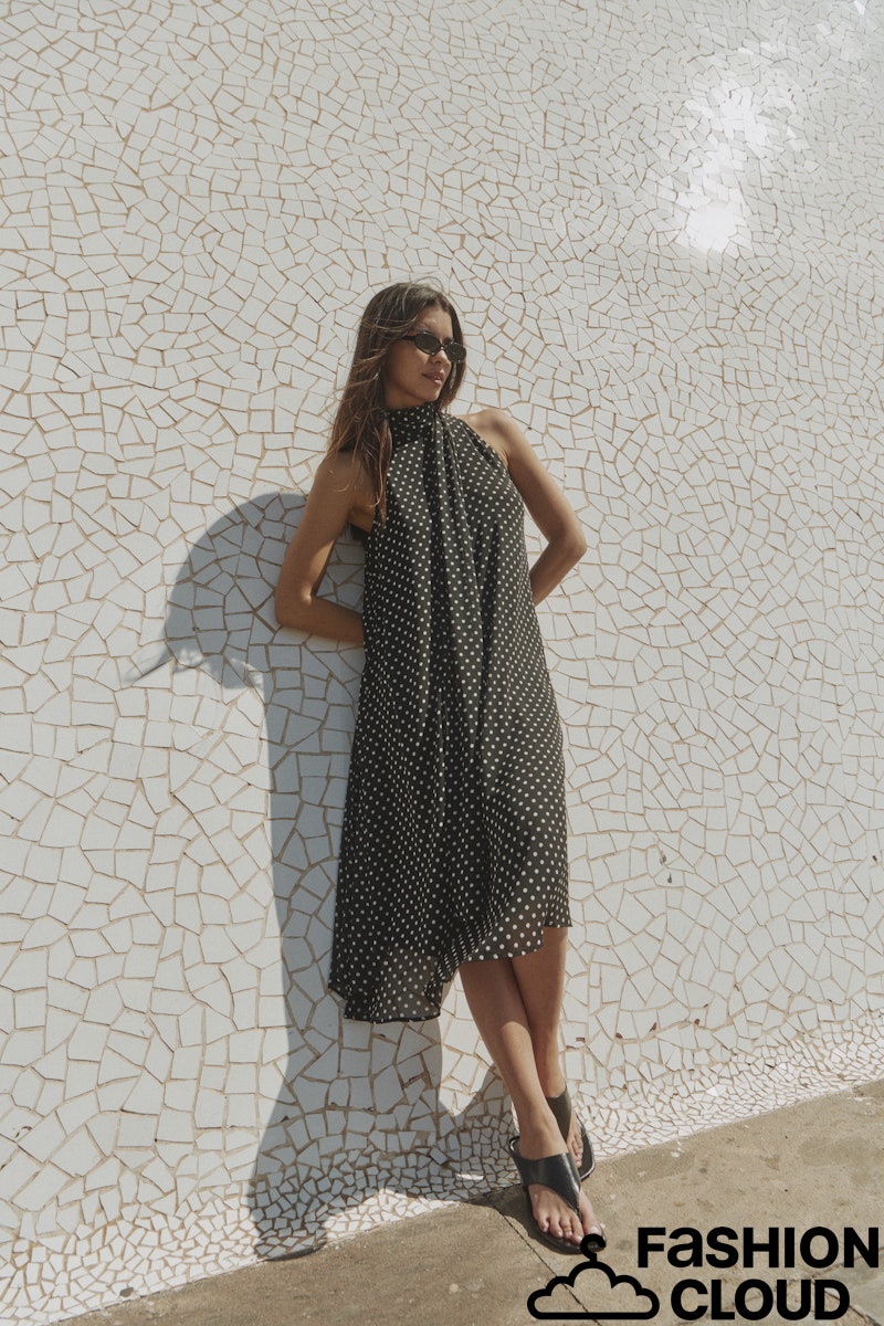 Polka Halterneck Midi Dress