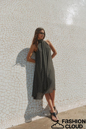Polka Halterneck Midi Dress