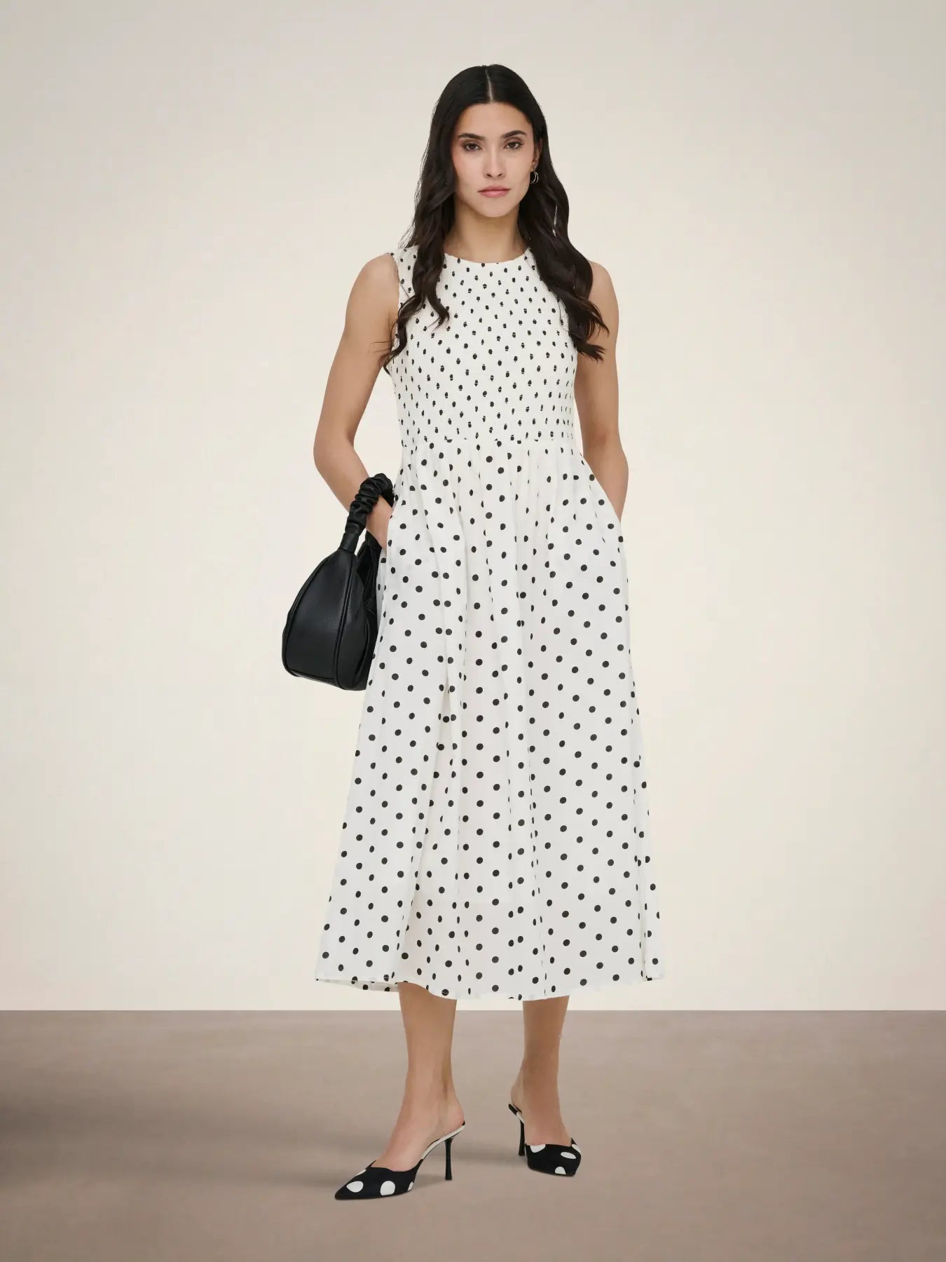 Diago Smock Midi Dress Polka Dot