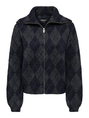 Maroon Oversized Collar Zip Cardigan Navy