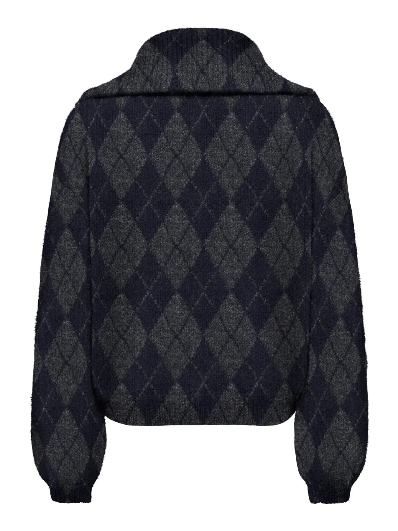 Maroon Oversized Collar Zip Cardigan Navy