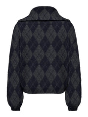 Maroon Oversized Collar Zip Cardigan Navy