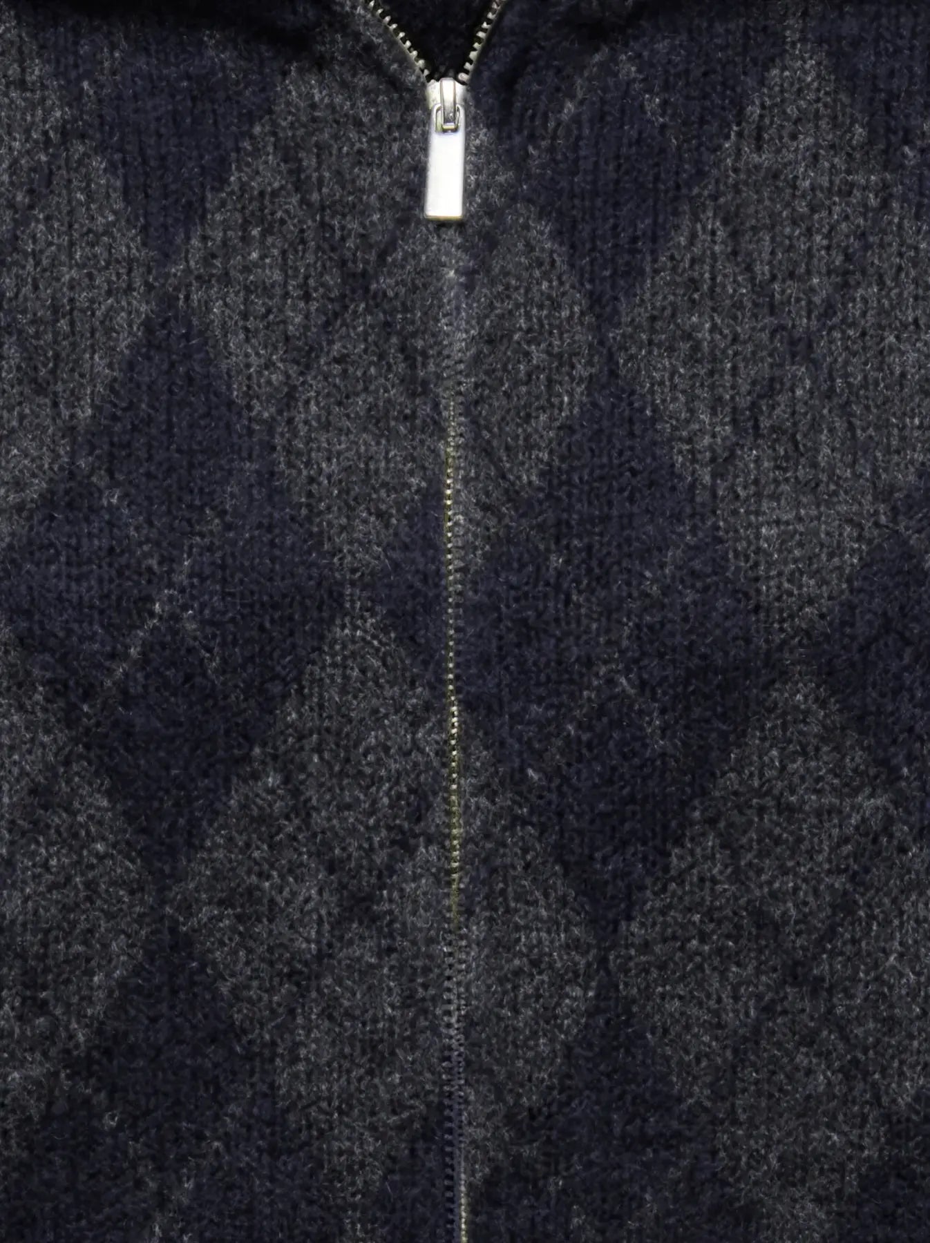 Maroon Oversized Collar Zip Cardigan Navy