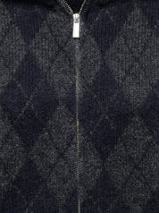 Maroon Oversized Collar Zip Cardigan Navy