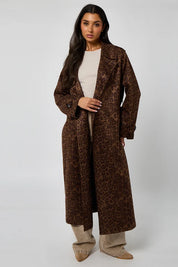 Jada Leopard Faux Suede Trench Coat