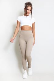 High Waist Sports Leggings - Beige