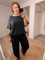 Nina Washed Linen O-neck with Frill detail