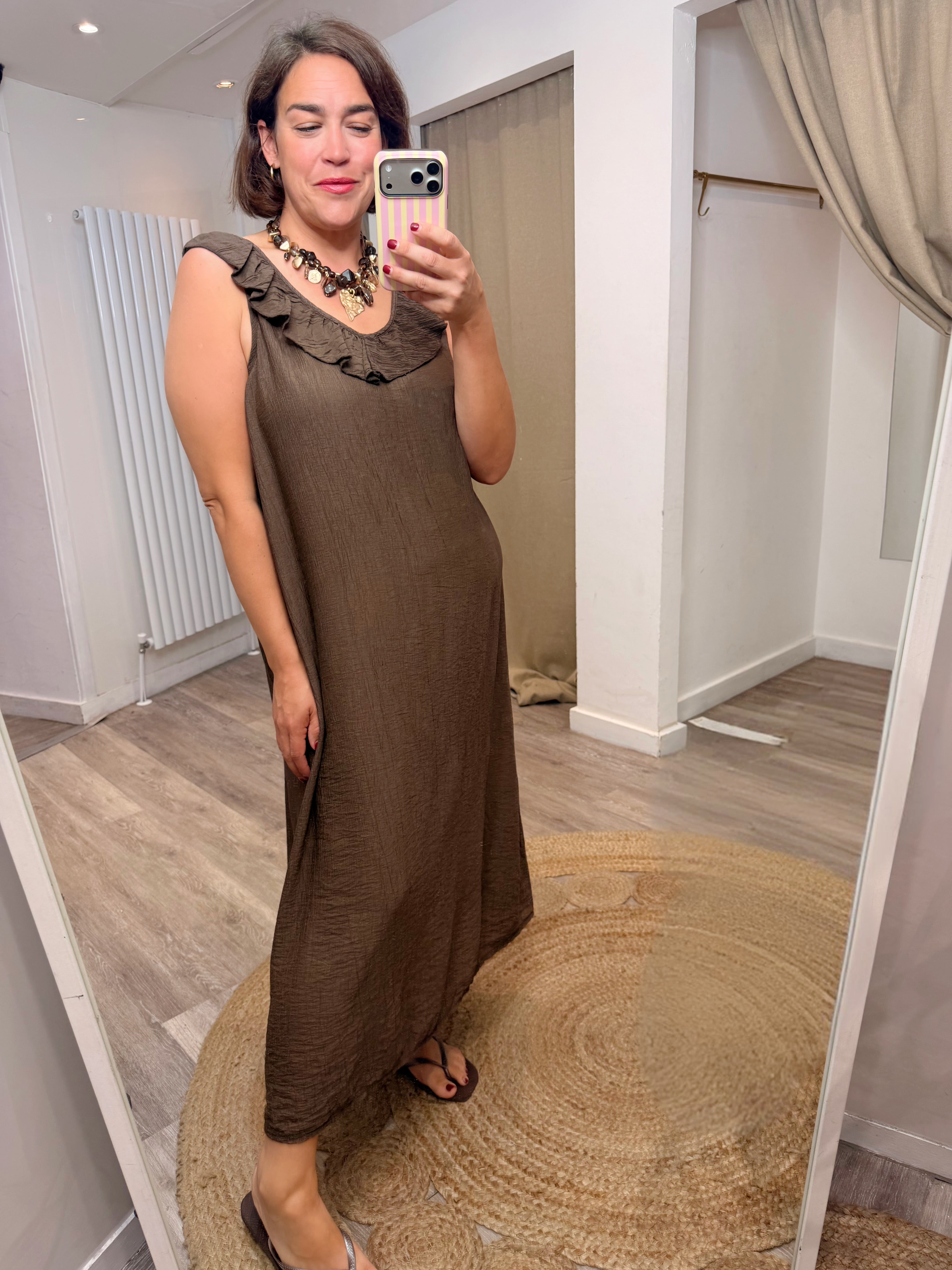 Lily V Neck Frill Midi Dress - 4 colours