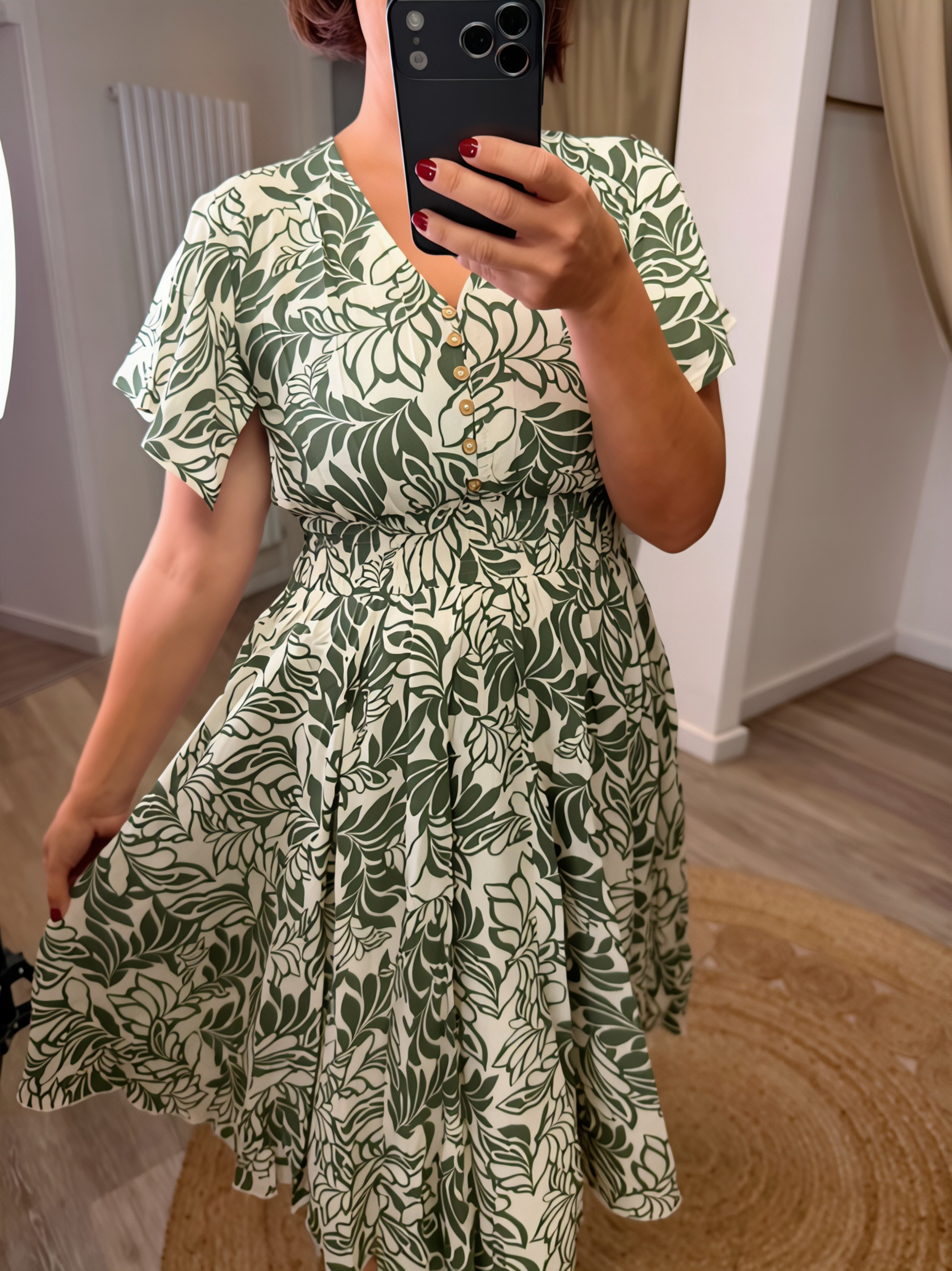 Stella Leaf Print Midi Dress