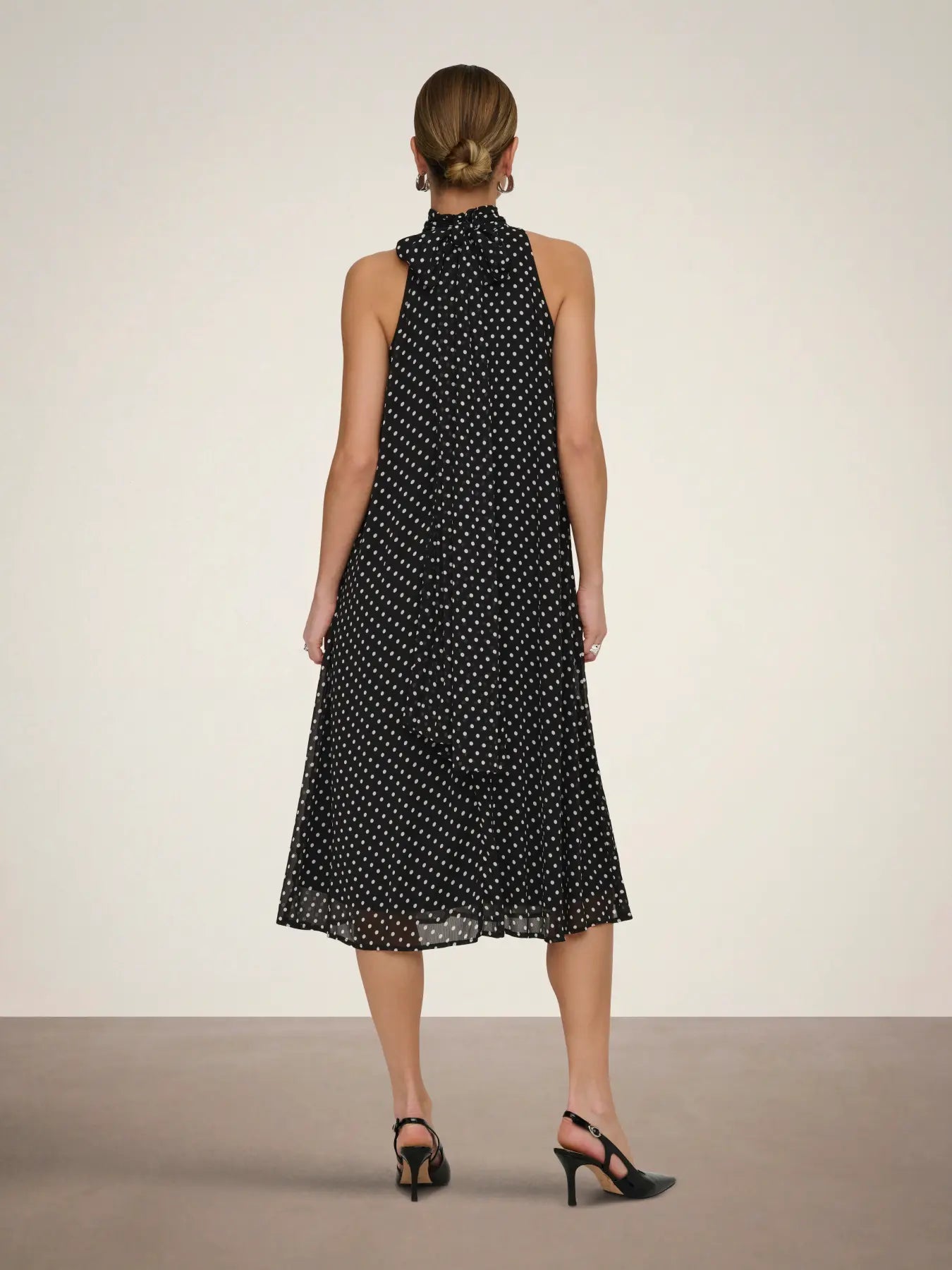 Polka Halterneck Midi Dress