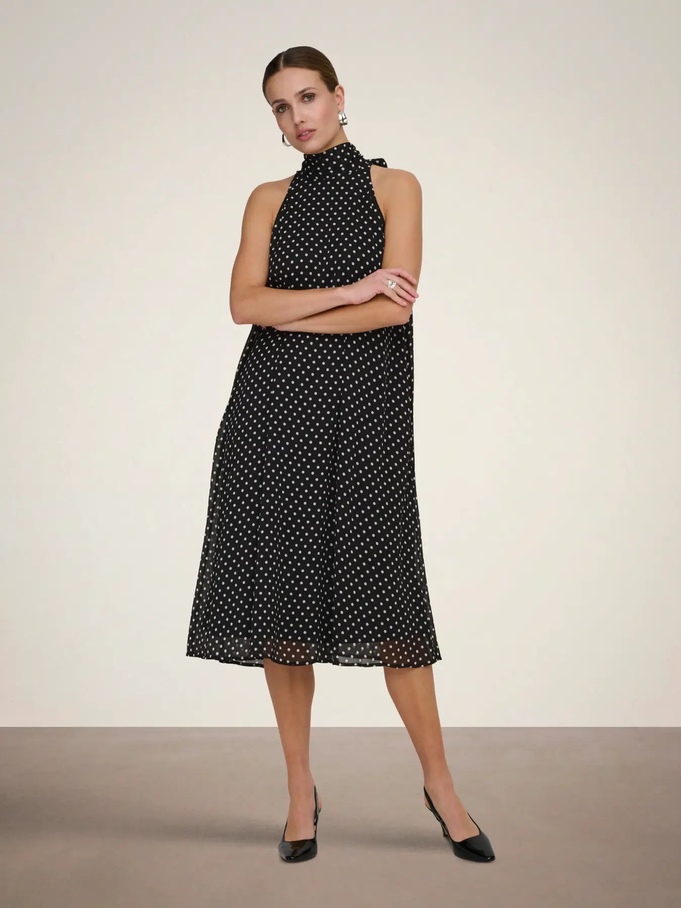 Polka Halterneck Midi Dress