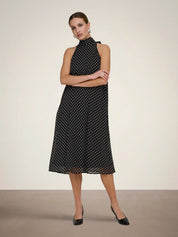 Polka Halterneck Midi Dress