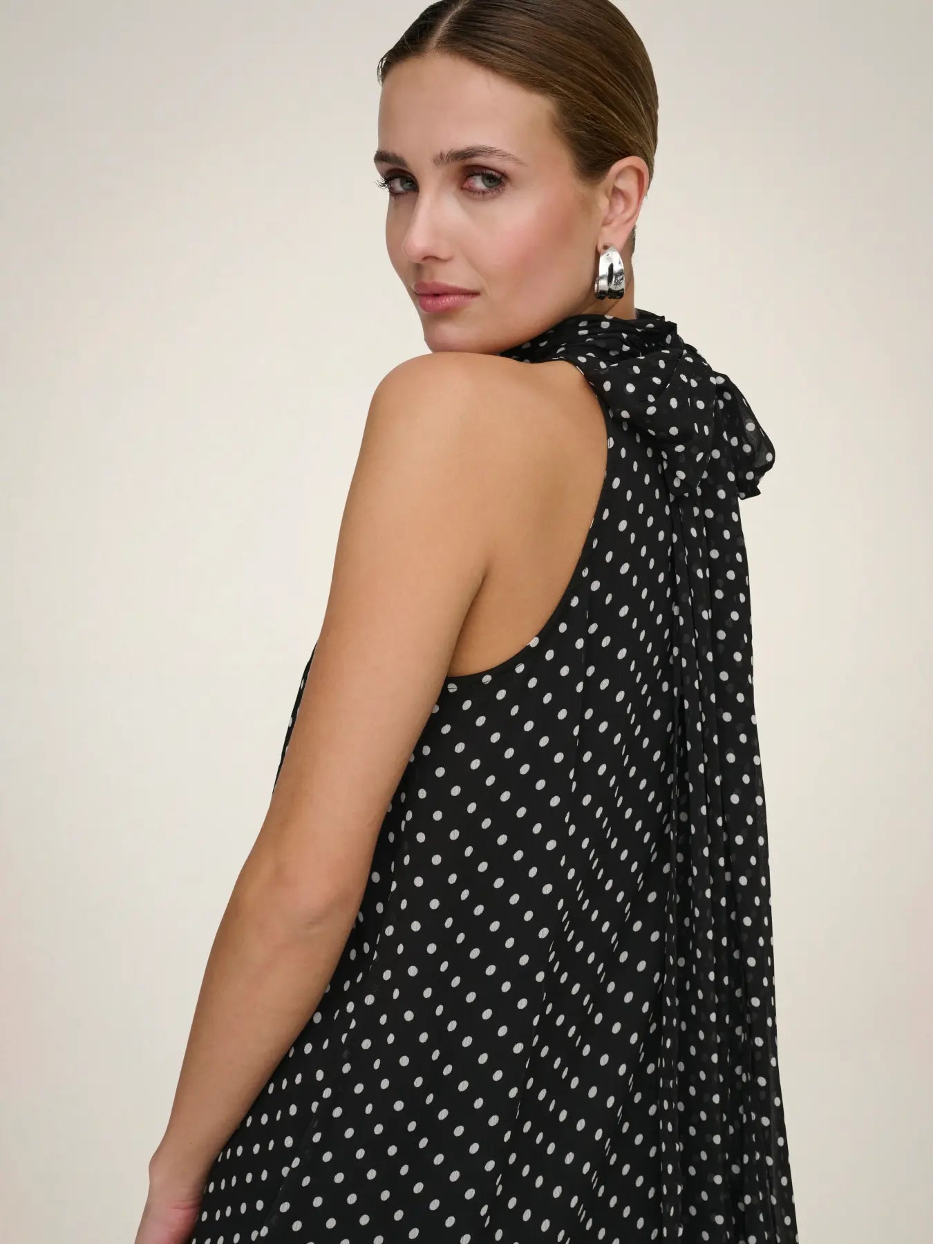 Polka Halterneck Midi Dress