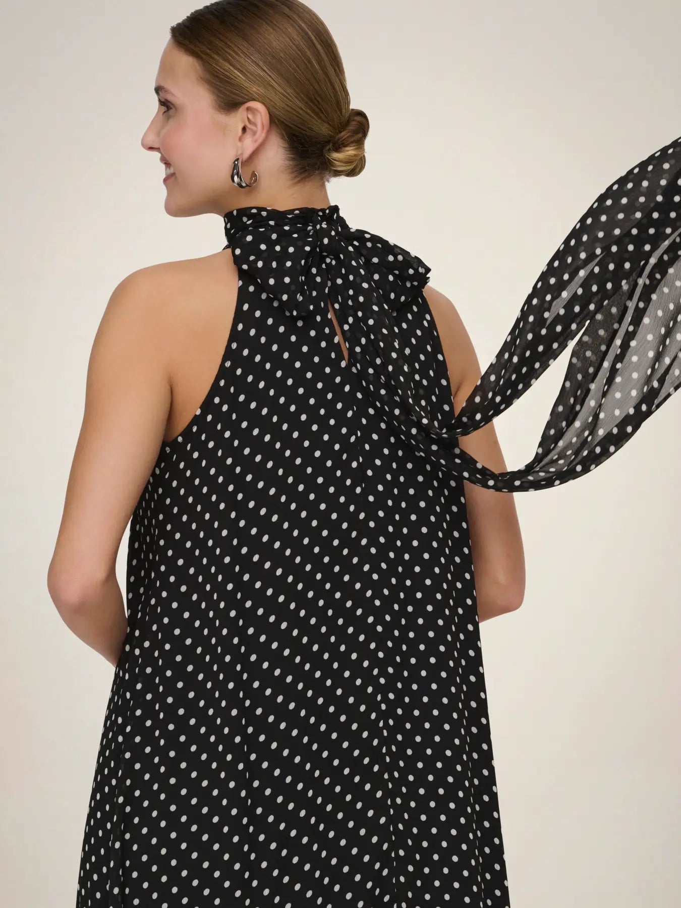 Polka Halterneck Midi Dress