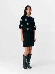 Laney Rubin Flower Detail Short Sleeve Knit Jumper