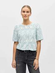 Mya Embroidered Short Sleeve Top