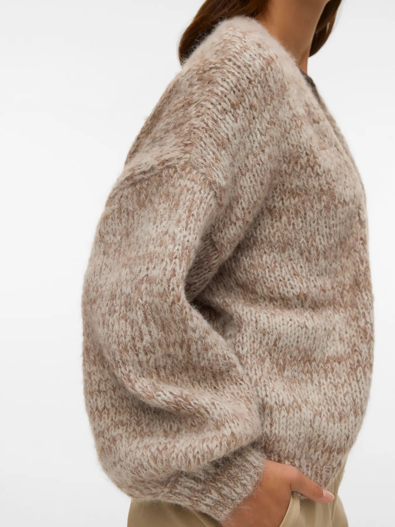 Maybe Oversized Open Cardigan Beige