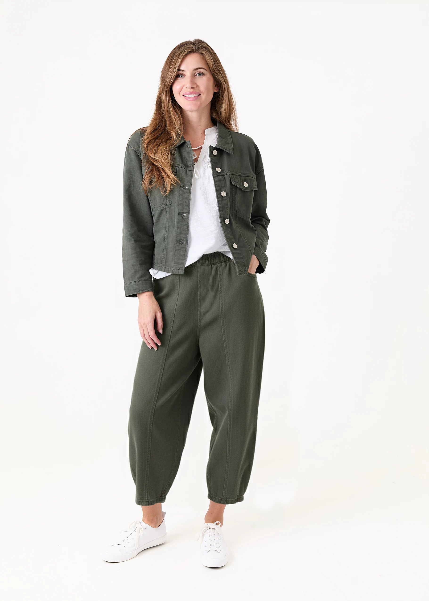 Flick Cotton Twill Barrel Leg Trouser