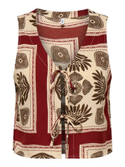 Nova Brick Print Tie Top Vest