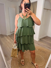 Sophie Khaki Ruffle Dress