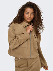 Only Stina Faux Suede Jacket in Tan/Taupe