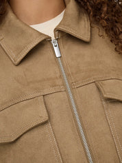 Only Stina Faux Suede Jacket in Tan/Taupe