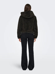 Newanna Teddy Hooded Zip Jacket Brown