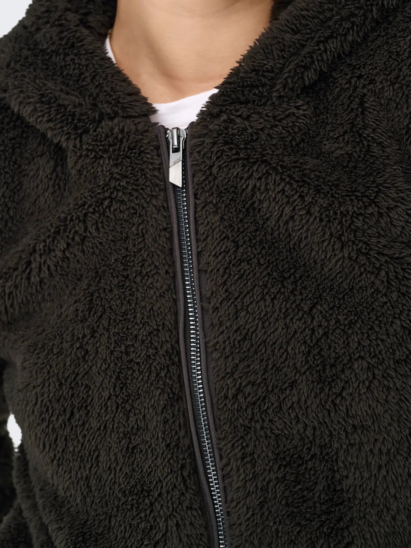 Newanna Teddy Hooded Zip Jacket Brown
