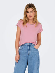Claudia Lurex Stripe Tee Pink
