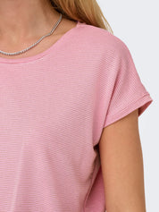 Claudia Lurex Stripe Tee Pink