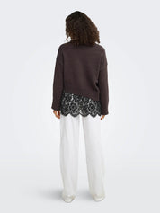 Evie Lace Hem Knit Jumper Brown