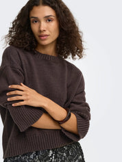 Evie Lace Hem Knit Jumper Brown