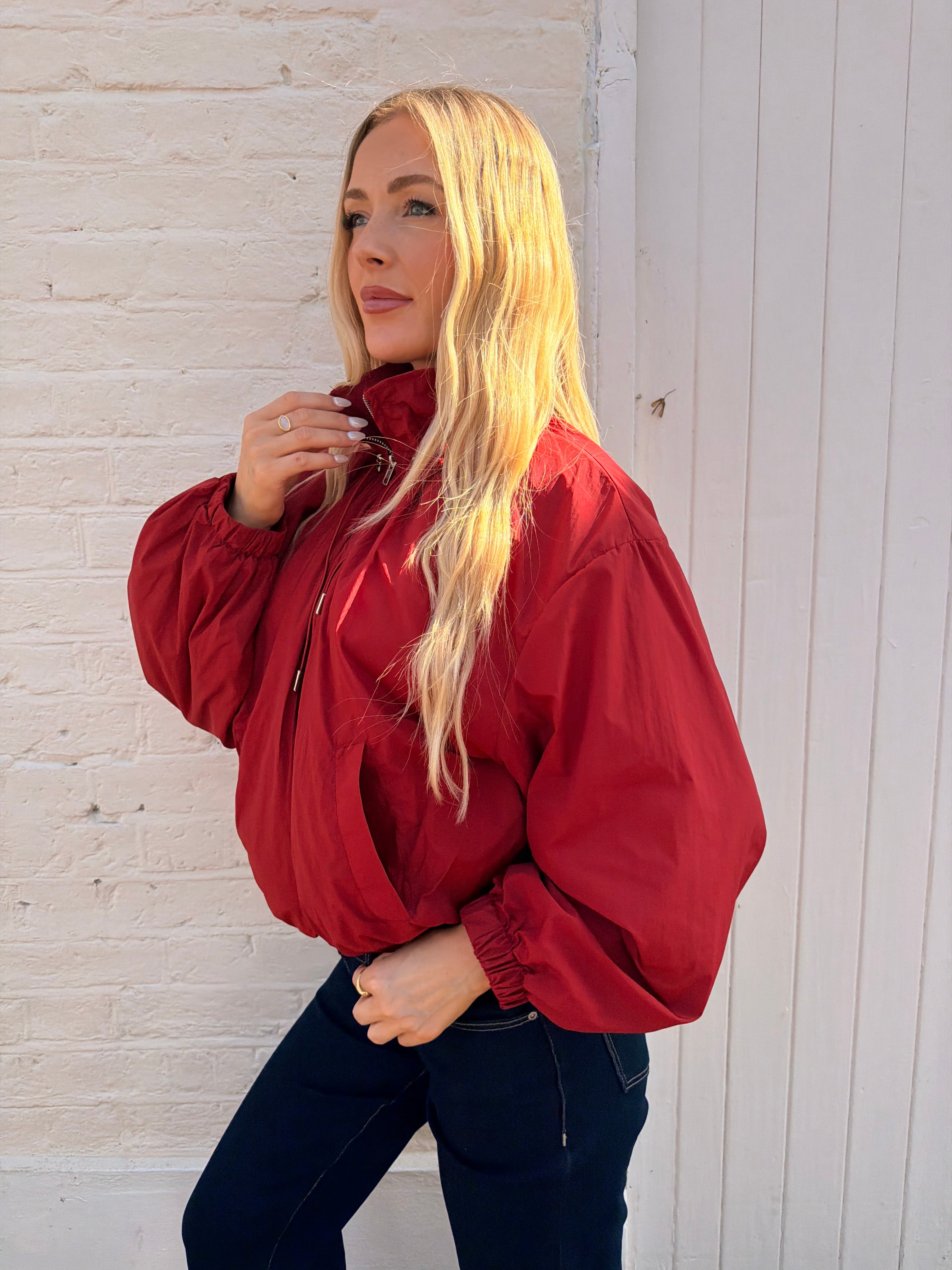 Lily Red Bomber Jacket