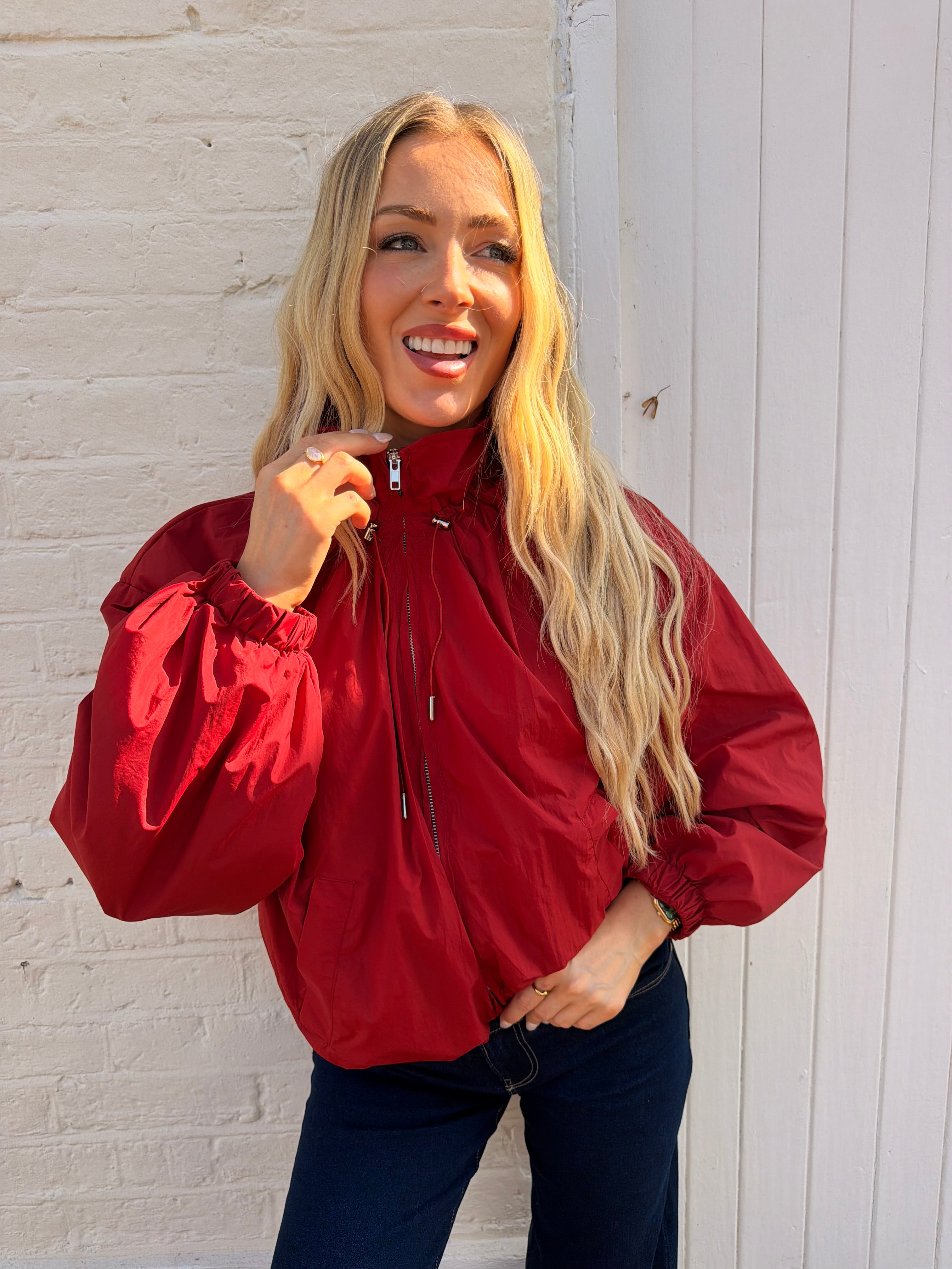 Lily Red Bomber Jacket