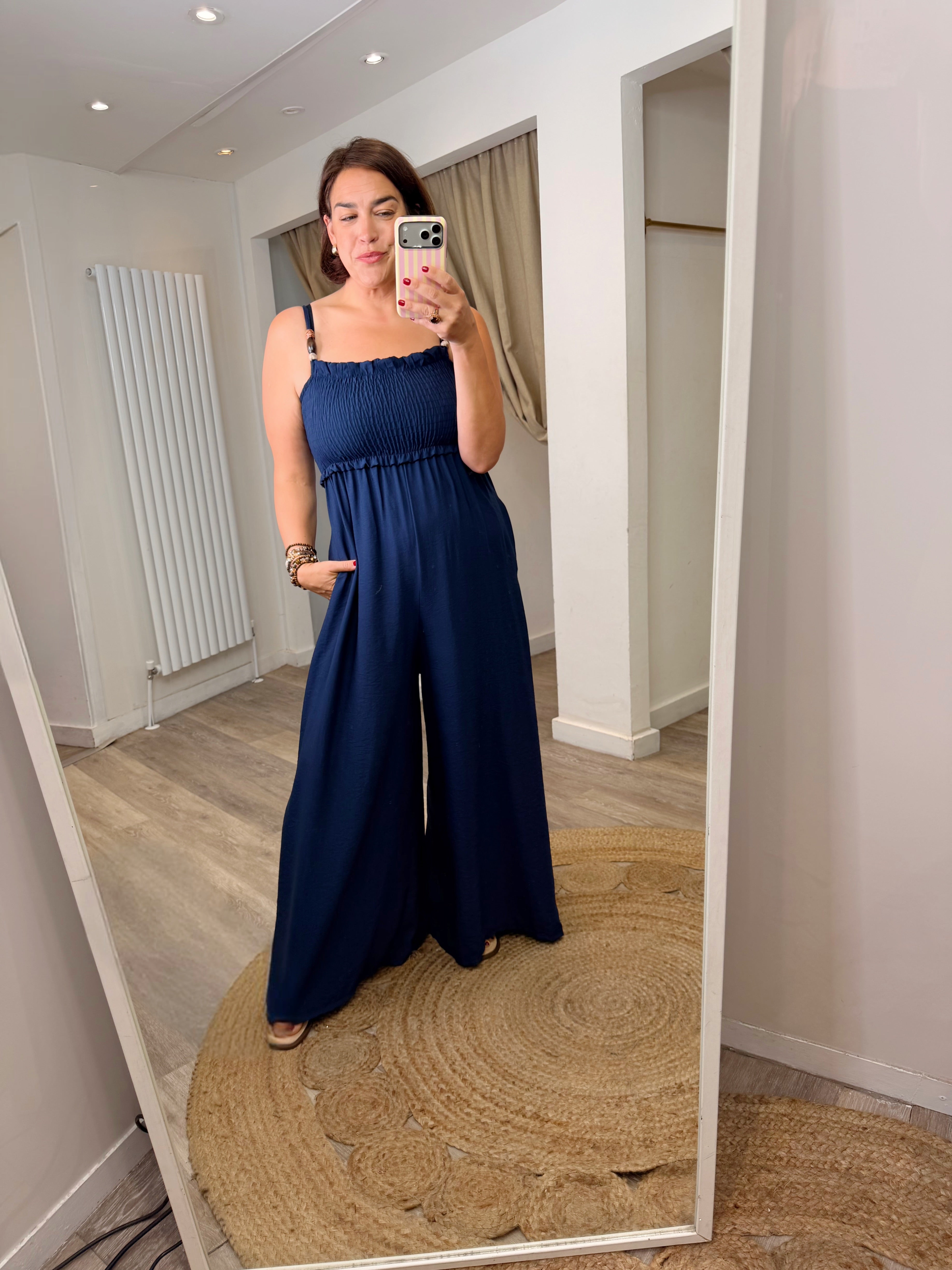 Emma Smock Wide Leg Beaded Jumpsuit