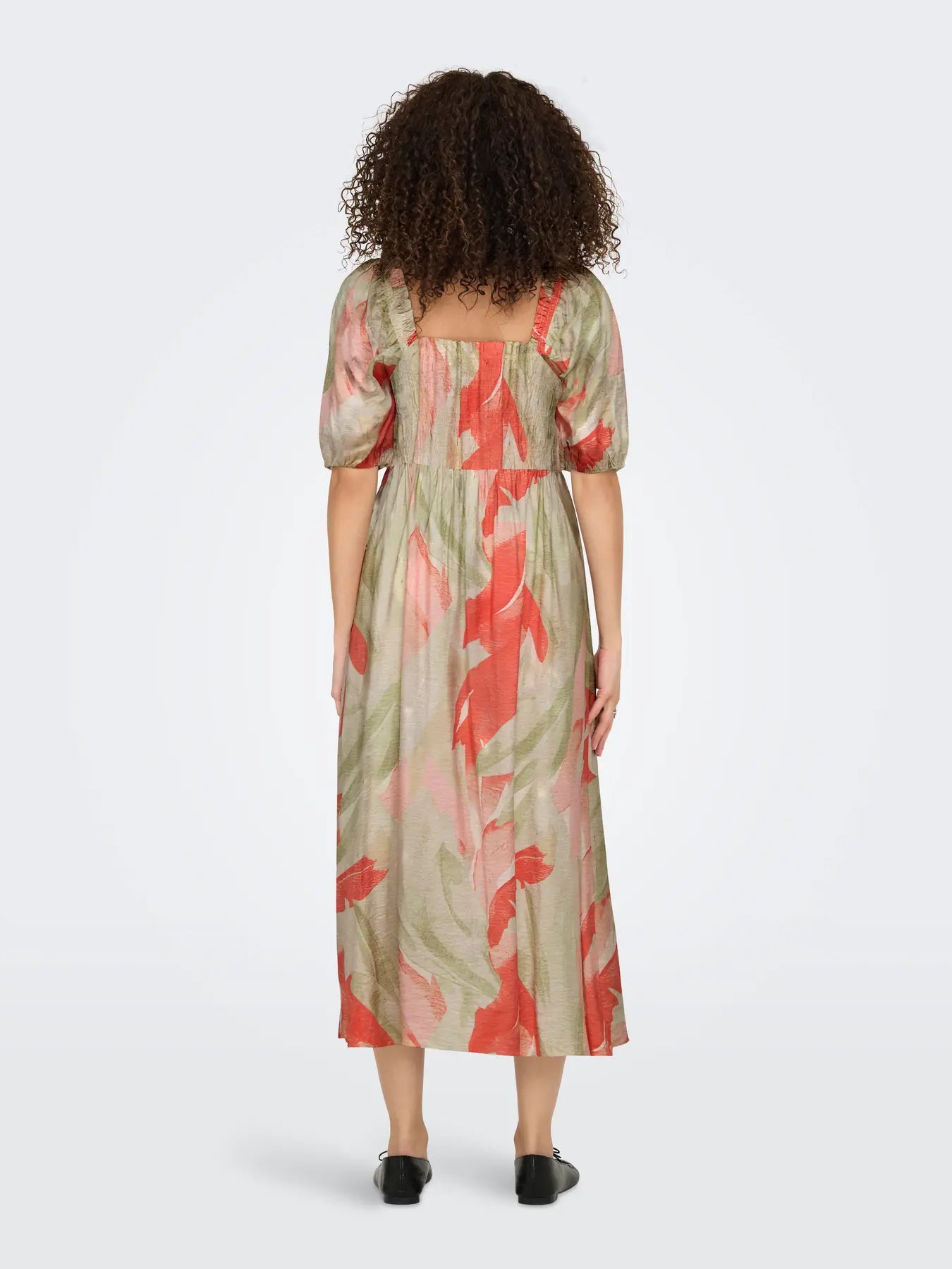 Camille Smock Midi Dress Coral