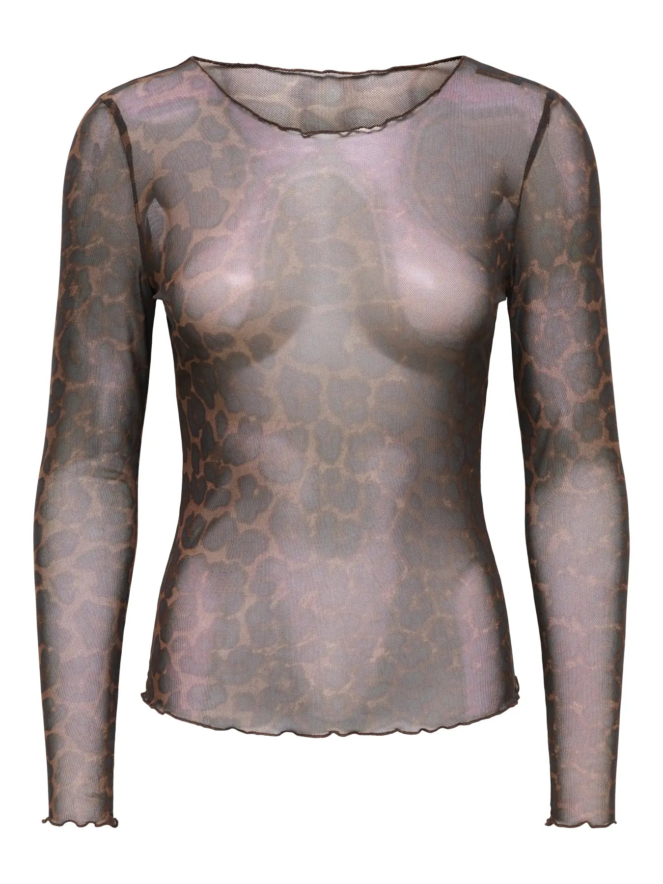 Elsa Mesh O-neck Long Sleeve Top