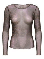 Elsa Mesh O-neck Long Sleeve Top