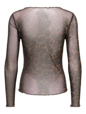 Elsa Mesh O-neck Long Sleeve Top