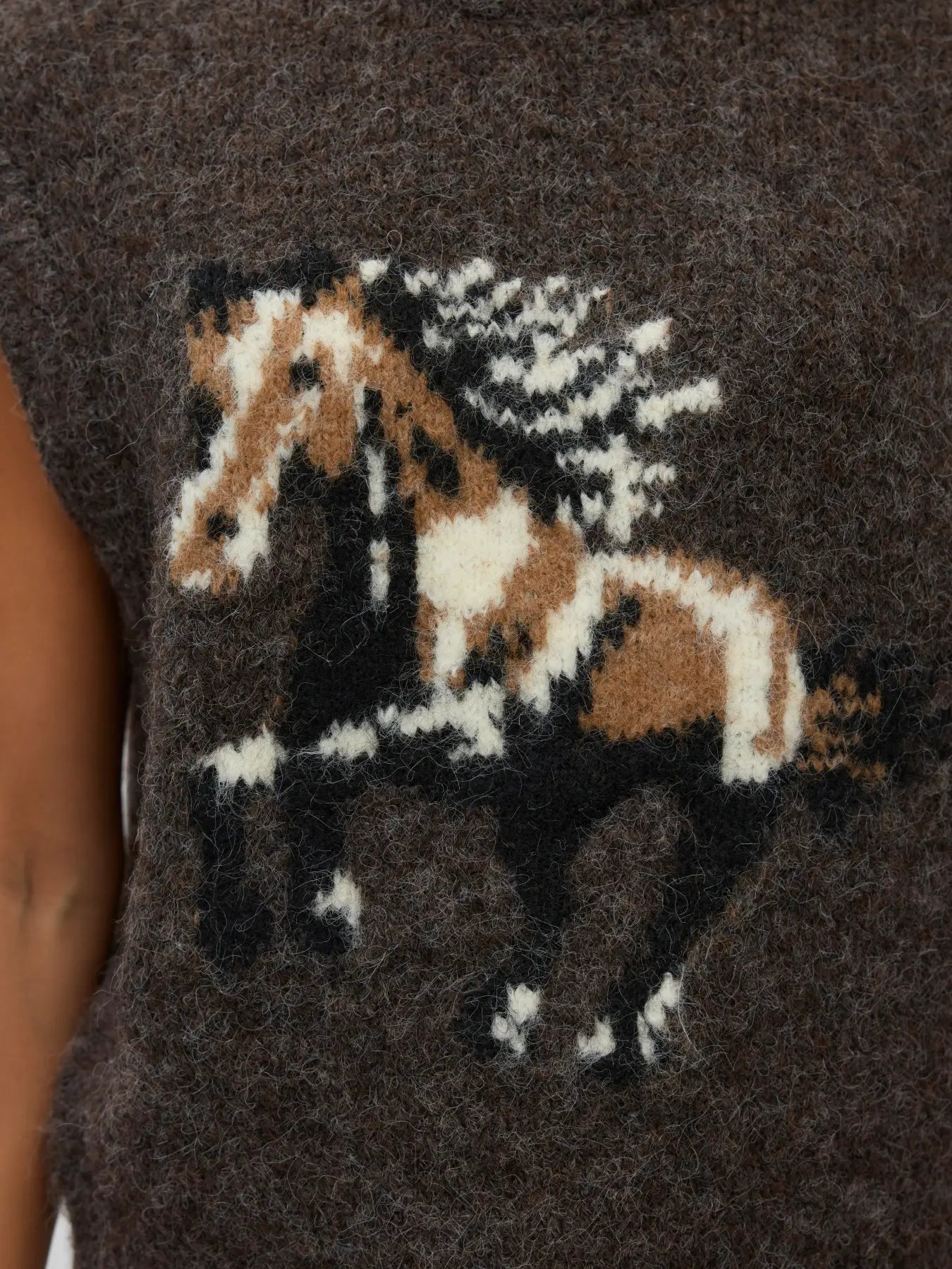 Marianna Horse Knit Vest Brown